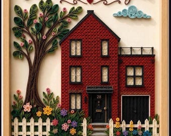 Custom Project Home Sweet Home Handmade Quilling, Gift Handamde, 11x14 inches
