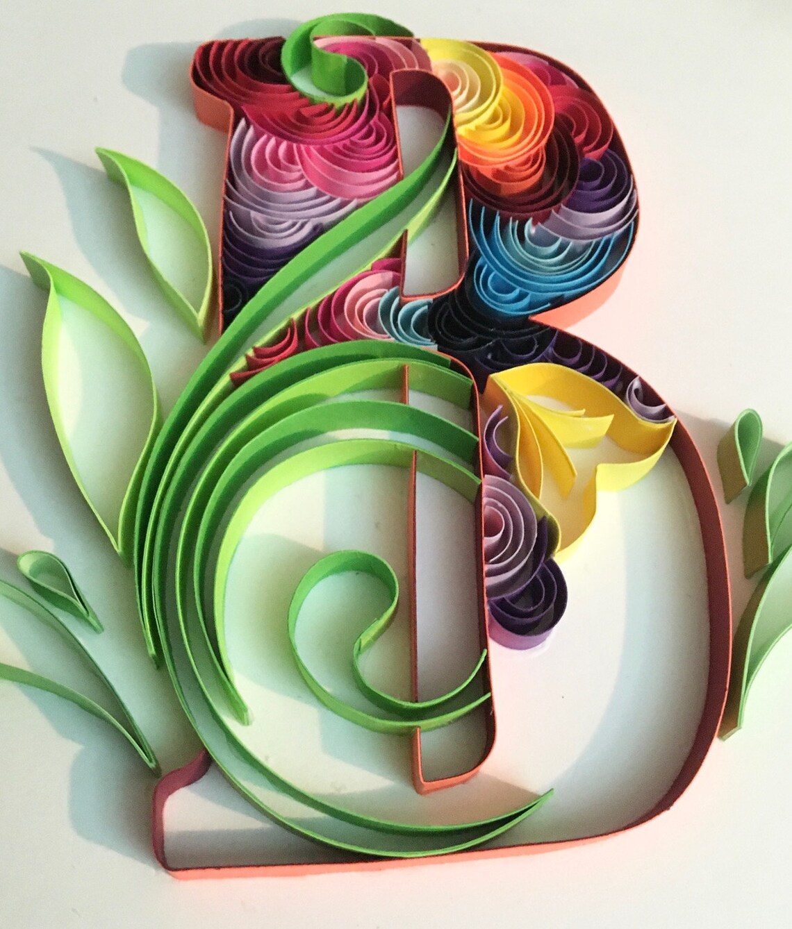 Quilling Letter B Template Quilling Art Colorful Letter B Etsy