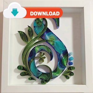 Arte de quilling, plantilla de letra C de quilling, arte de quilling, letra S colorida, regalo de papel personalizado