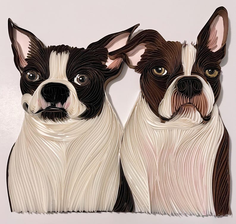 Custom Quilled Pet Portrait: Personalized Pet Memorial, Handmade - Etsy