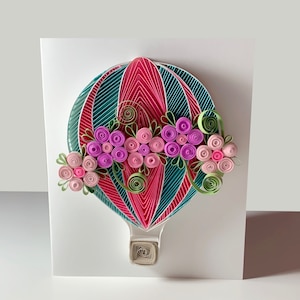 Fiori nel cielo Card, Quilling Art, Cut Cutting, Arte artistica, Regalo artistico artistico, Creativo artistico, Taglio della carta, Decorazione personalizzata, Opera d'arte