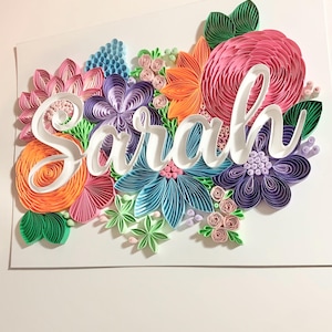 Arte mural personalizado en filigrana: decoración de letras personalizada, arte de papel hecho a mano, regalo único para bodas, aniversarios y cumpleaños.