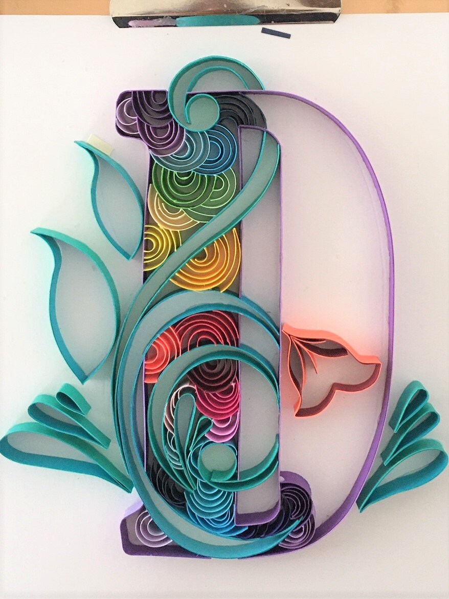 Quilling Letter D Template Quilling Art Colorful Letter D Etsy