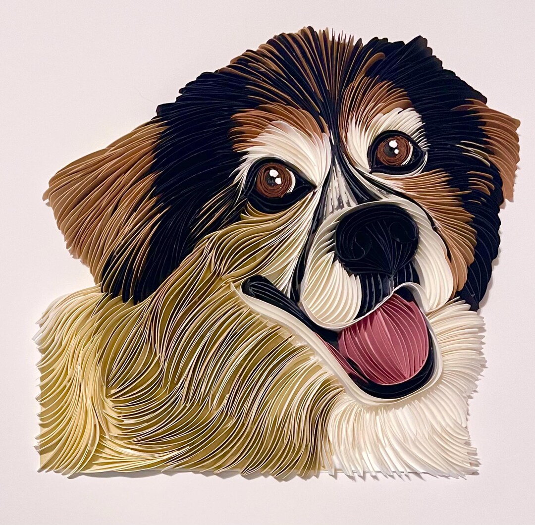 Custom Quilled Pet Portrait: Personalized Dog Memorial Art Handamde ...