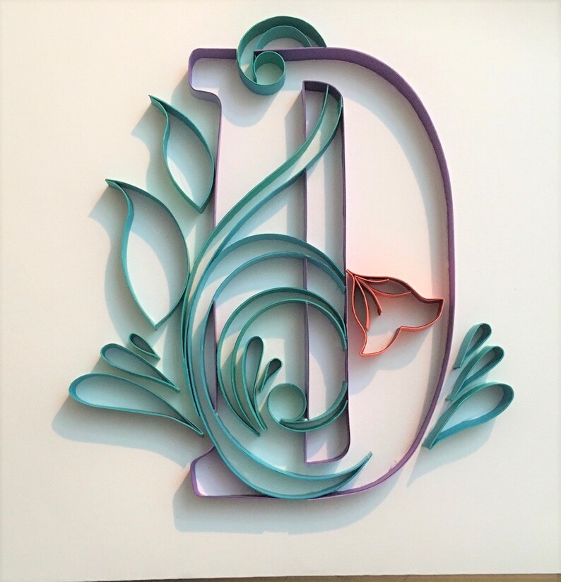 quilling letter d template quilling art colorful letter d etsy