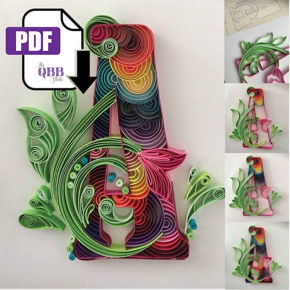 Quilling Letter A Template Quilling Art Colorful Letter A | Etsy