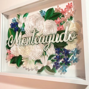 Arte mural personalizado en filigrana: decoración de letras personalizada, arte de papel hecho a mano, regalo único para bodas, aniversarios y cumpleaños.