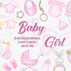 Baby Mädchen, Neugeborene Mädchen, Baby-Dusche Clipart, Aquarell Clipart, Sofort Download, individuelles Element png, 300 dpi
