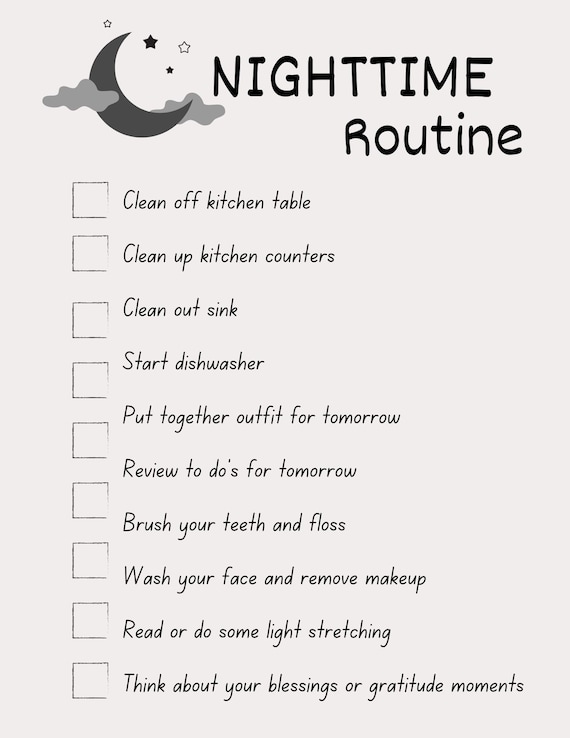 Nighttime Routine Checklist