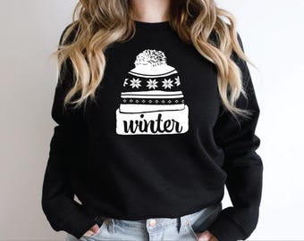 Nordic Winter Hat Crewneck Fleece Sweatshirt