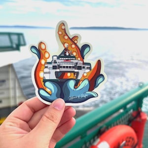 Kraken Ferry Vinyl Sticker (waterproof)