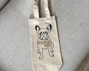 CUSTOM wine bag (canvas wine tote/ custom pet portrait wine bag)
