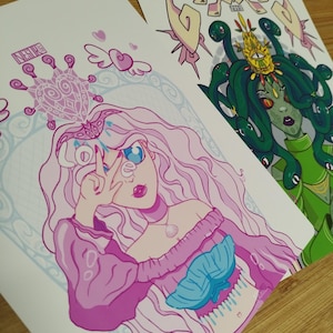Impression Aphrodite | Mythologie grecque | Amour | Décoration cosy | | Vintage et kawaii | Art | Illustration | Cœur | Rose | Princesse
