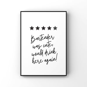 Bartender - White - Digital Printable - Instant Download - Cocktails - Drinks - Prinks - Signs - print at home