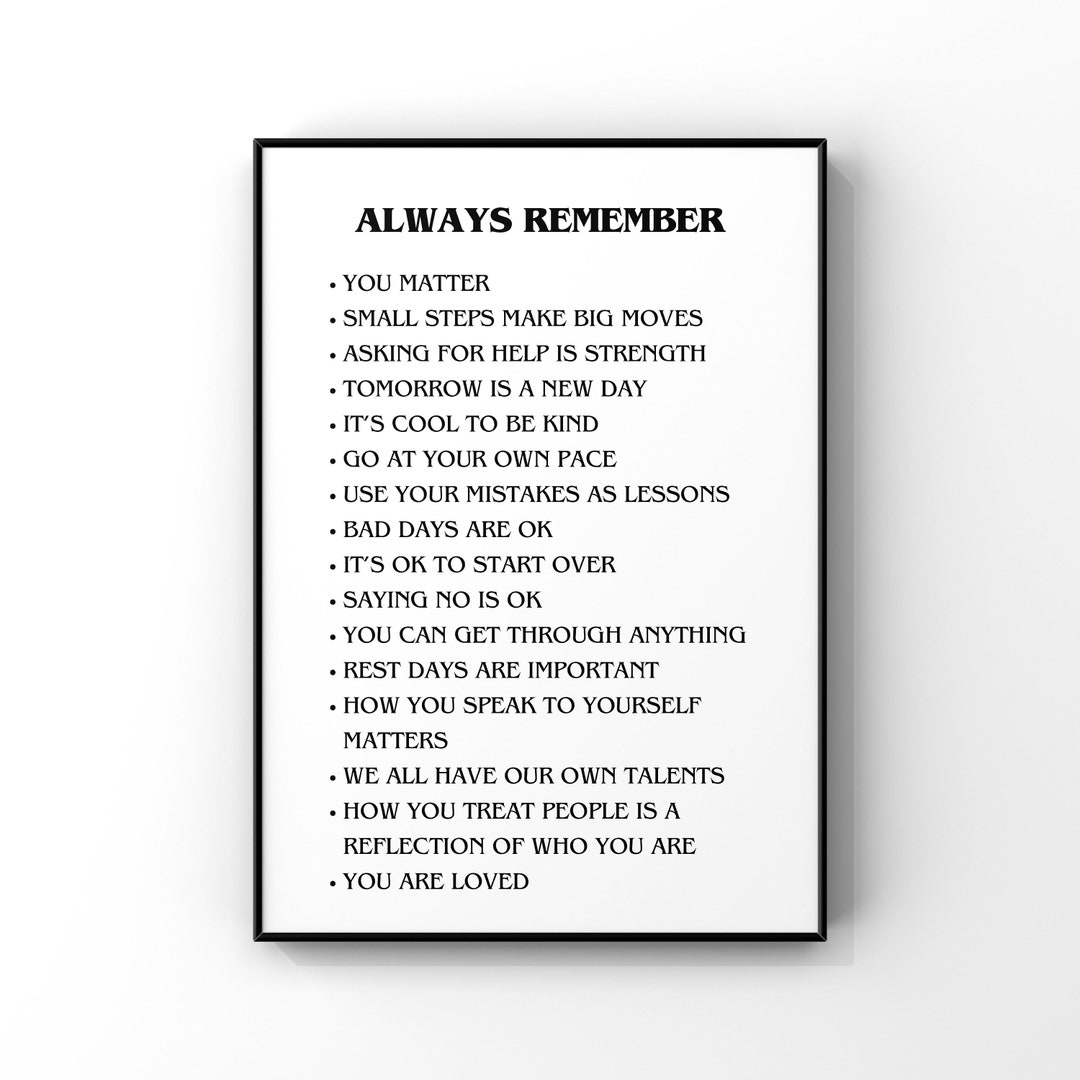 Always Remember Digital Printable Instant Download Etsy