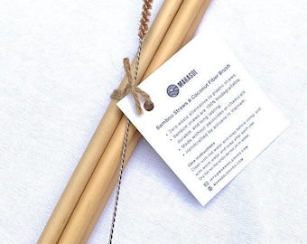 Bamboo Straws by Marasol | Reusable Bamboo Drinking Straw Sets | Coconut Fiber Cleaning Brush | Eco Gift | Zero Waste