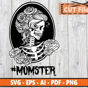 MOMSTER - Sublimation design - svg - eps - ai - pdf - png - HALLOWEEN graphic - Funny Halloween image for MOM - Cricut Compatible