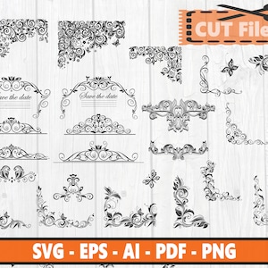 Paquete de divisores florales SVG, borde decorativo de hojas verdes SVG, hojas SVG, clipart de hojas SVG PNG, marco SVG, divisor de texto SVG