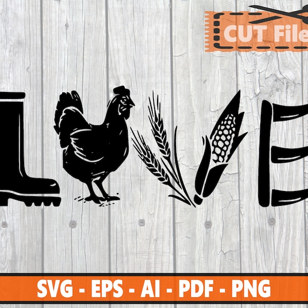 Farming Love SVG - png - pdf - Jpg - eps - ai - Cut file - Cricut - Silhouette - Scan n Cut - Farm Love SVG - Farmer SVG - Commercial Use