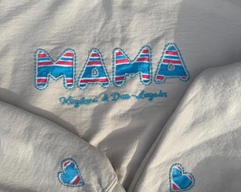 Hand Embroidered 'Mama' Crewneck | Baby Blanket Keepsake Sweater