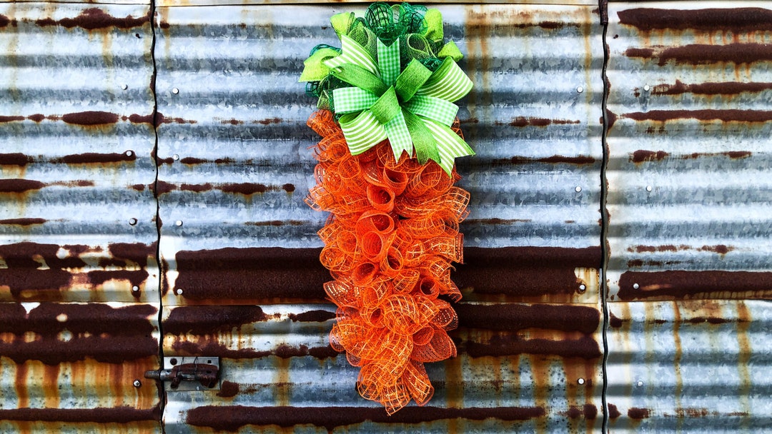 Large Deco Mesh Carrot Swag, Spring Decor, Easter Wreath, Spring Swag