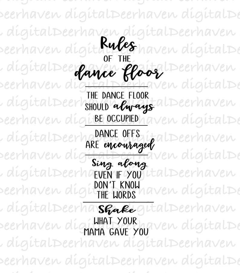 Dance Floor Rules SVG File. Design Clip Art. Instant Download. Etsy