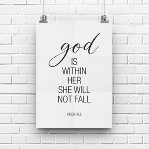 Religious Art, Bible Verse Prints, Christian Wall Art, Psalm 46:5, Scripture Wall Art, Christian Decor image 1