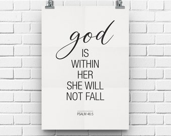 Religious Art, Bible Verse Prints, Christian Wall Art, Psalm 46:5, Scripture Wall Art, Christian Decor
