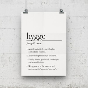 Hygge Poster, Hygge Weihnachtsgeschenk, Hygge Definition, Scandi Poster, Hygge Wand Kunstzeichen, Posterdruck Bild 3