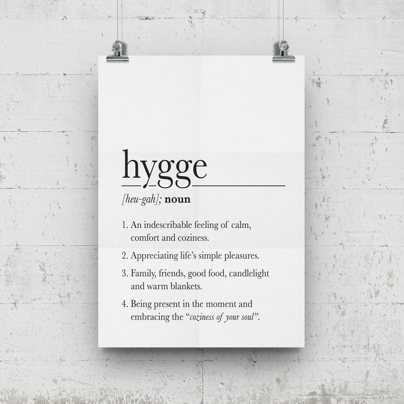 Hygge Poster, Hygge Weihnachtsgeschenk, Hygge Definition, Scandi Poster, Hygge Wand Kunstzeichen, Posterdruck Bild 3