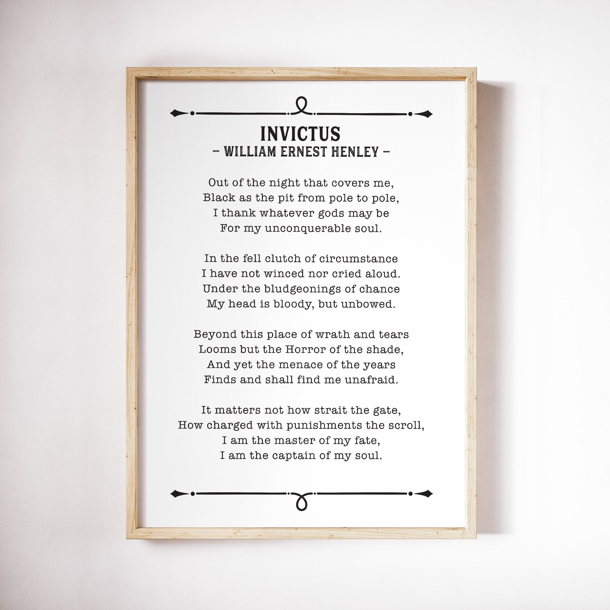 Invictus Copyable Invictus Poem Poster, Poem Print, William Ernest Henley, Poem Wall Art ...