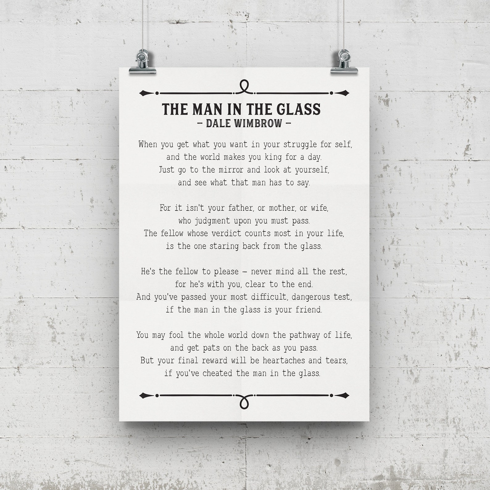 Man in the Glass, Poem Print, Guy in the Glass, Dale Wimbrow, Poetry ...