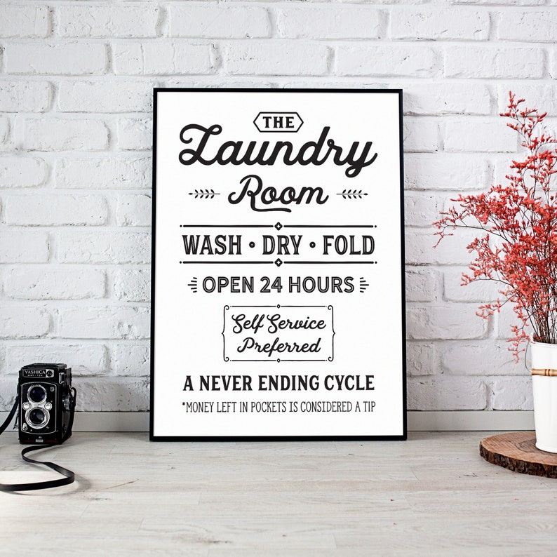 Laundry Room Sign, Laundry Print, Laundry Sign Retro Poster, Laundry
