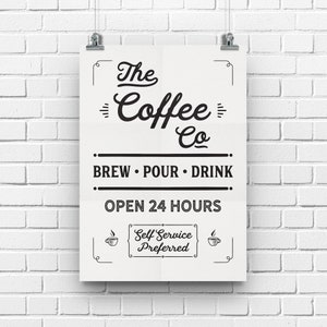 Coffee Sign Retro, Coffee Print, Coffee Bar Decor, Coffee Sign Shipped Prints, Coffee Printable, Coffee Lovers Gift