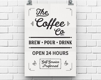 Coffee Sign Retro, Coffee Print, Coffee Bar Decor, Coffee Sign Shipped Prints, Coffee Printable, Coffee Lovers Gift