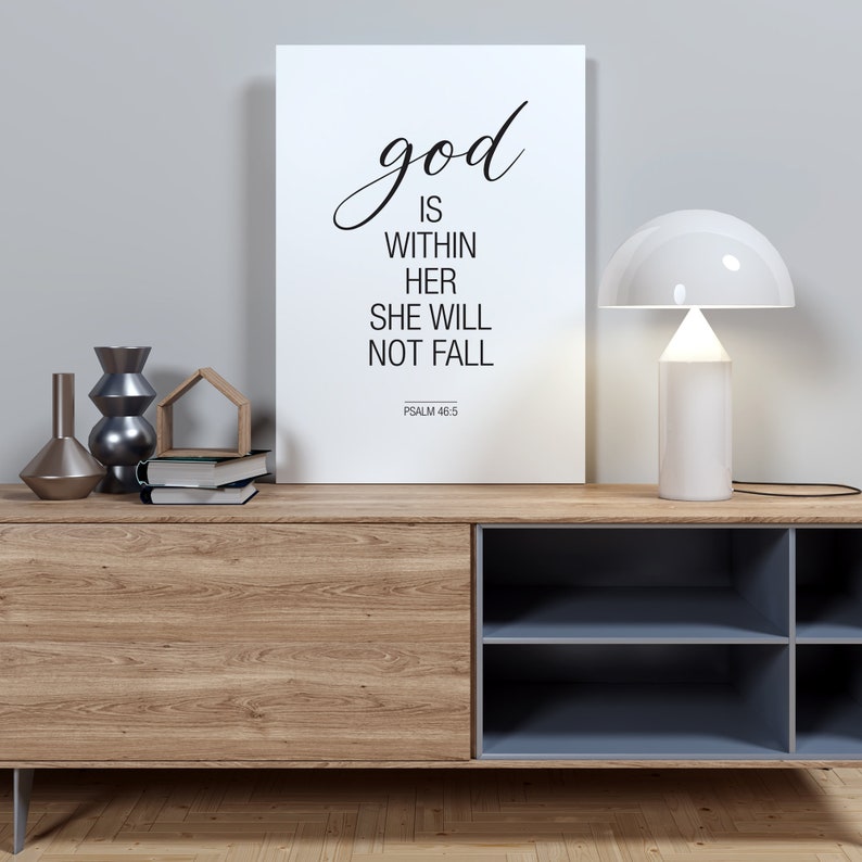 Religious Art, Bible Verse Prints, Christian Wall Art, Psalm 46:5, Scripture Wall Art, Christian Decor image 5