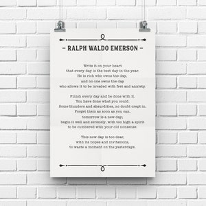 Cytat Ralpha Waldo Emersona, Napisz to na swoim sercu, Prezent dla miłośnika poezji, Sztuka ścienna z wierszem
