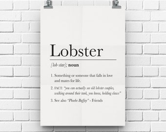 Friends TV Show, Lobster Definition Print, Phoebe Buffay Friends, Funny Wall Art