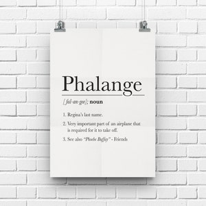 Amigos Serie de TV, Phalange Definición Impresión, Phoebe Buffay Amigos, Arte divertido de la pared