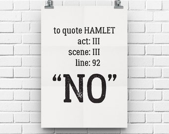 Hamlet Poster Print, Hamlet Quote, Shakespeare Print, Shakespeare Poster, Shakespeare Quote
