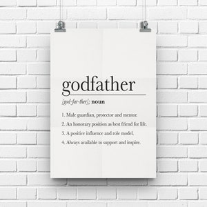 Godfather Gift, Godfather Definition, God Parents Gift, Godparent Gift, Poster Print