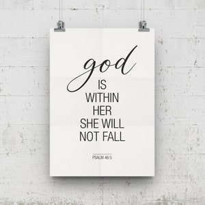 Religious Art, Bible Verse Prints, Christian Wall Art, Psalm 46:5, Scripture Wall Art, Christian Decor image 3