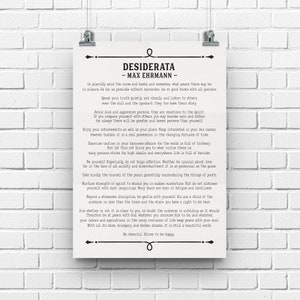 Desiderata Wiersz Wydruk Max Ehrmann, Prezent Miłośnika Poezji, Sztuka Ścienna Wiersz