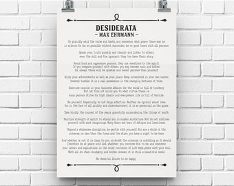 Desiderata Poem Print Max Ehrmann, Poetry Lover Gift, Poem Wall Art