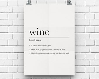 Wijn Definitie, Wijn Gezegden, Wijn Quotes, Wijn Lover Gift, Keuken Decor, Funny Wine Quote