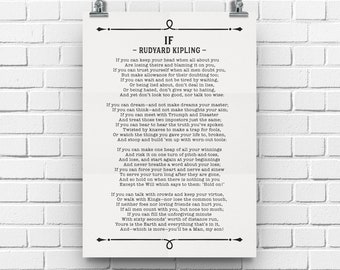 IF Poem Print Rudyard Kipling, Poetry Lover Gift