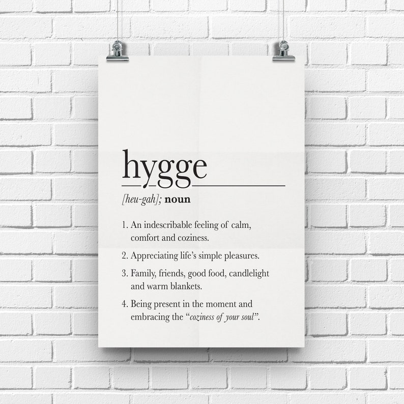 Hygge Poster, Hygge Weihnachtsgeschenk, Hygge Definition, Scandi Poster, Hygge Wand Kunstzeichen, Posterdruck Bild 1