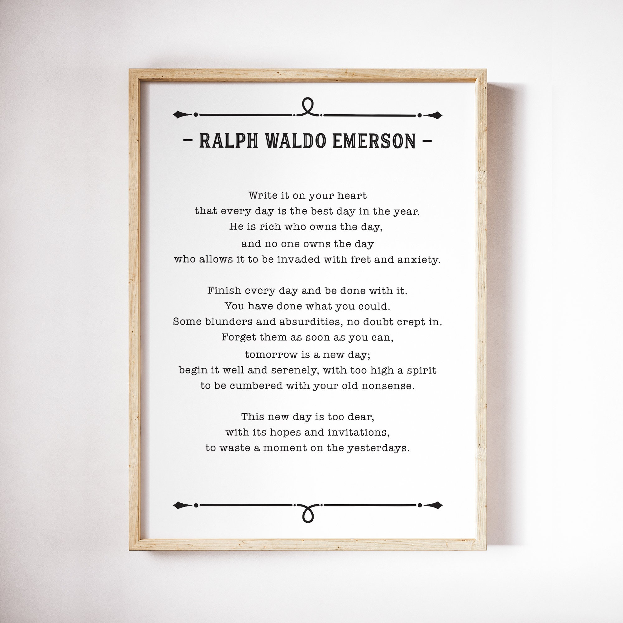 Ralph Waldo Emerson Quote, Write It on Your Heart, Poetry Lover Gift ...