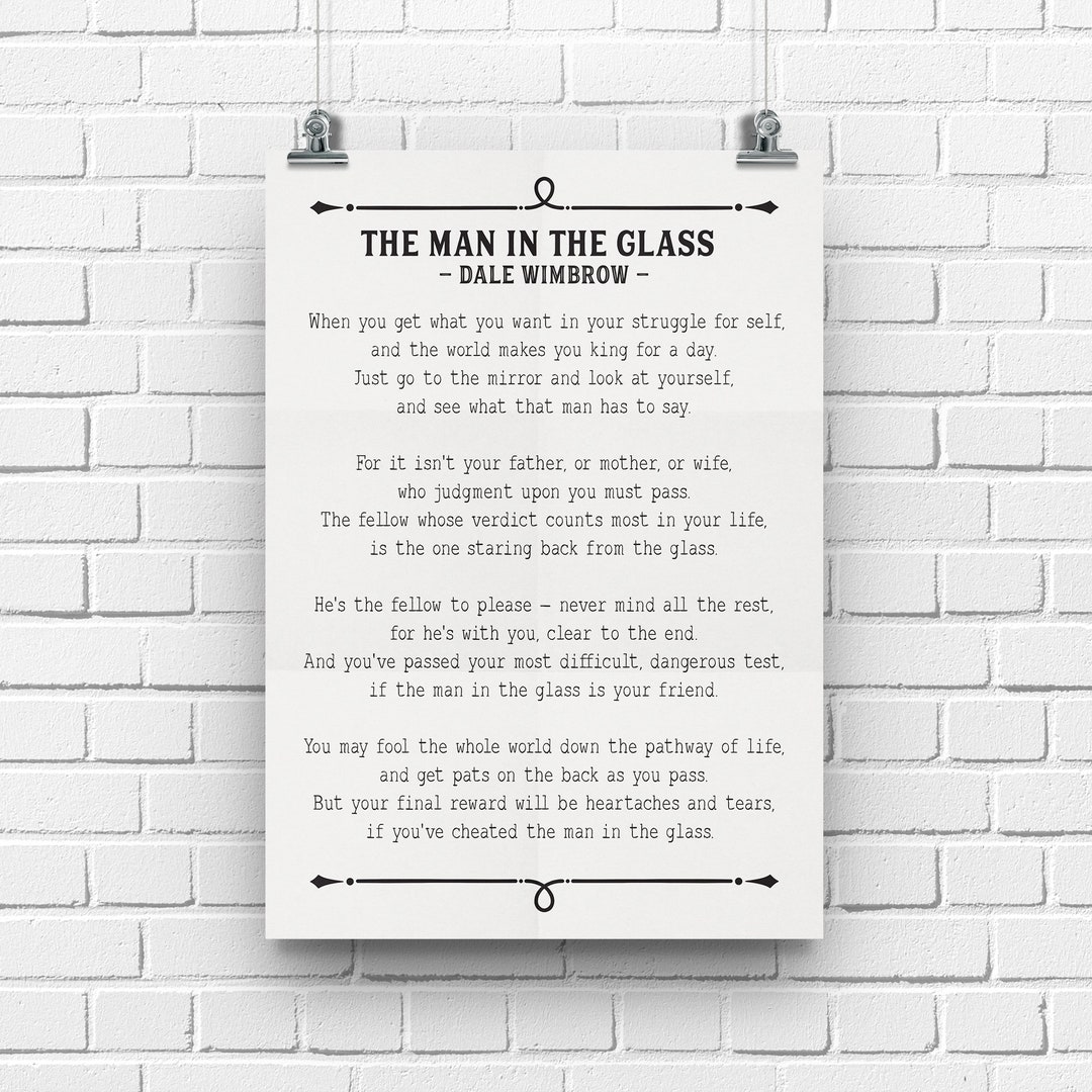 Man in the Glass Poem Print Guy in the Glass Dale Wimbrow Etsy Australia Man in the Glass Poem Print Guy in the Glass Dale Wimbrow Etsy Australia
