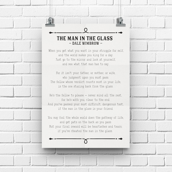 Man in the Glass Poem Print Guy in the Glass Dale Wimbrow Etsy Australia